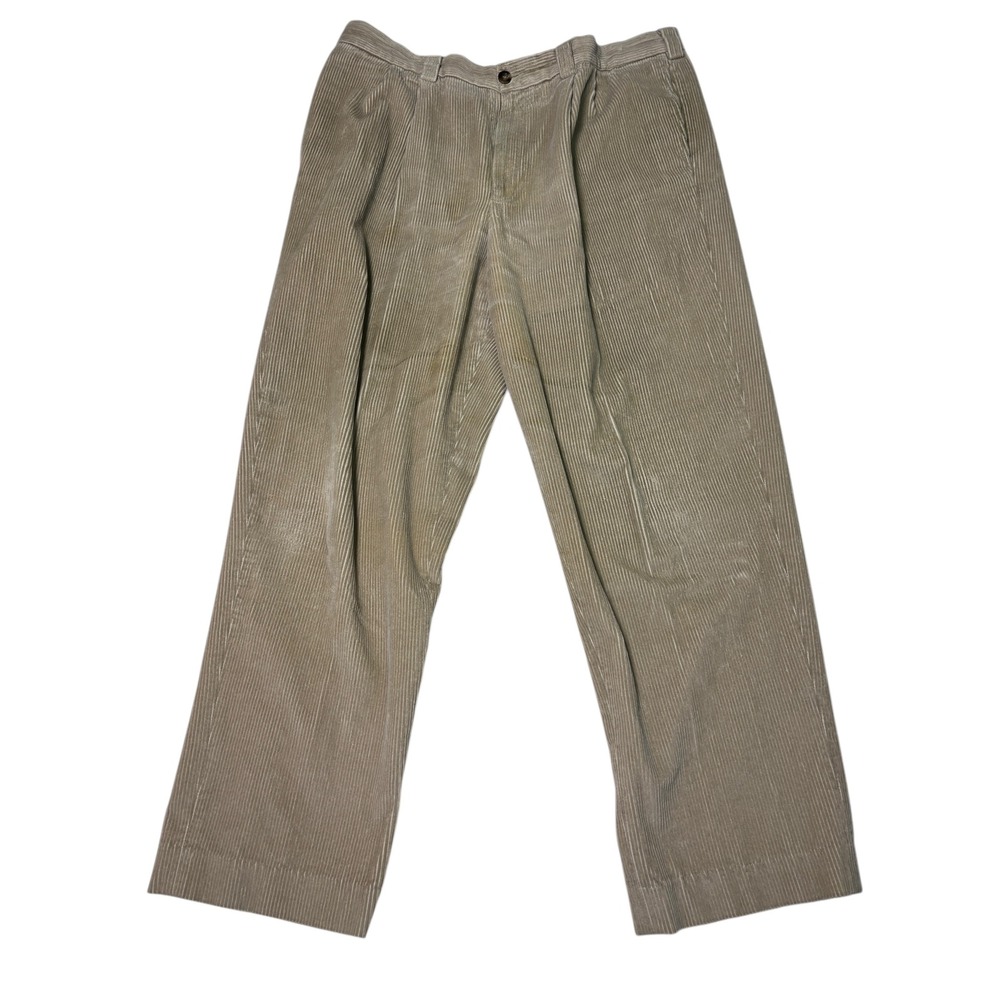 LL Bean‎ Classic Fit Corduroy Pleated Pants Tan Mens Size 38x31